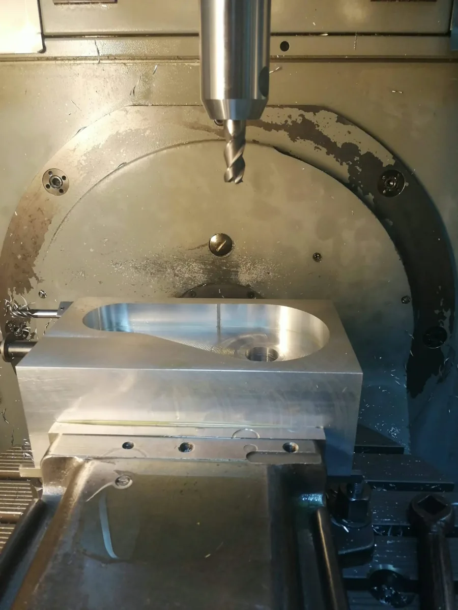 CNC milled aluminum block